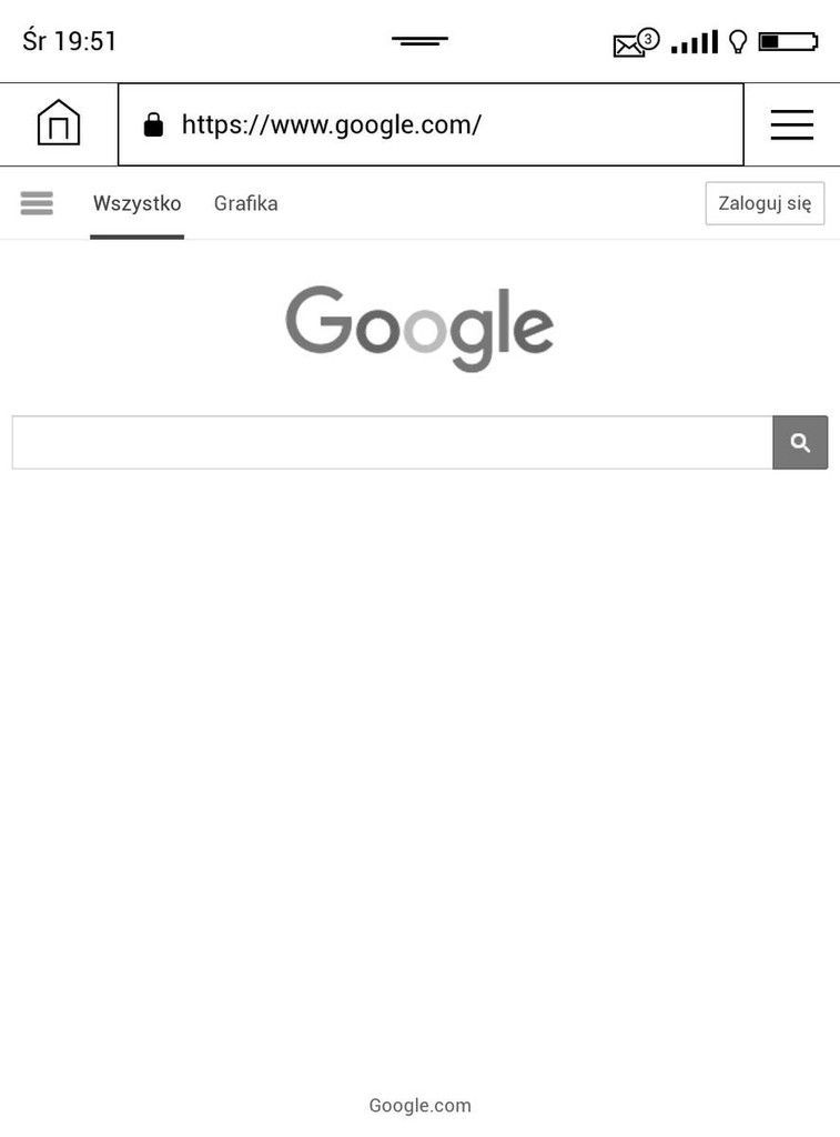 PocketBook Touch HD 3 – strona Google w przeglądarce internetowej