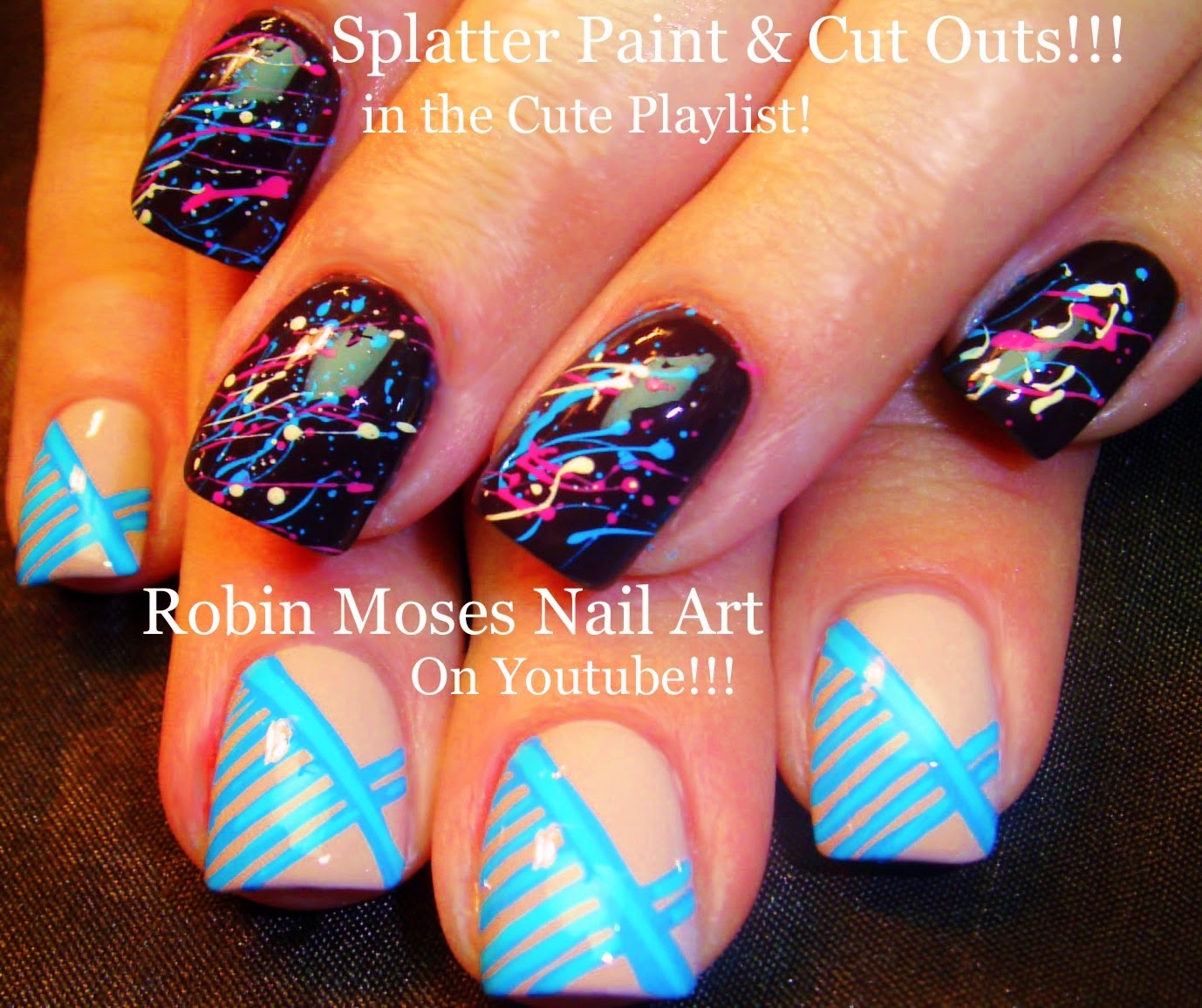 Robin Moses Nail Art: Splatter Paint Nail Art Technique with Blue ...