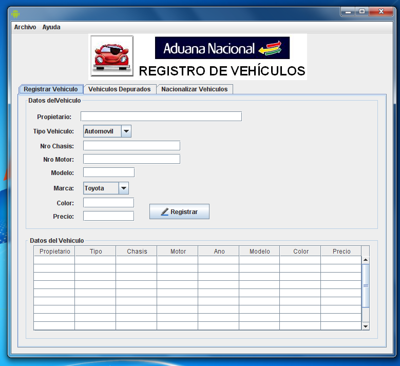 sistema en java de registro de vehiculos trinisoft