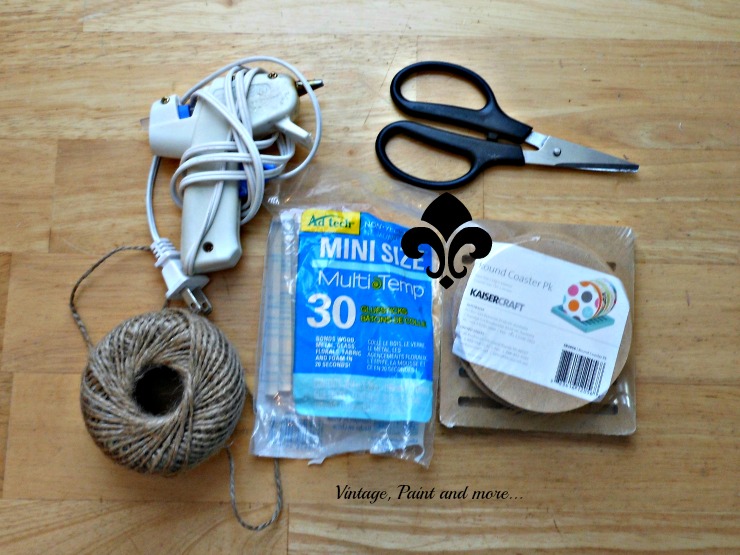Vintage, Paint and more... supplies to make DIY twine coasters