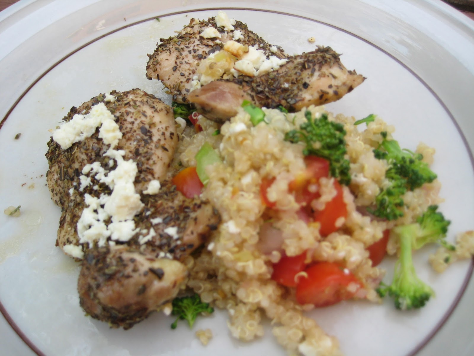 Day to Day Mish Mash Baked Oregano and Feta Chicken Thighs with Quinoa
