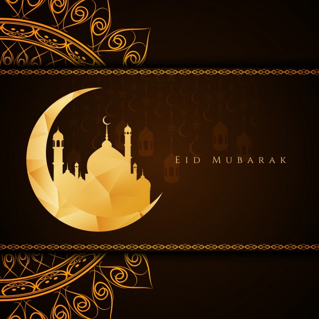 Creative religious eid mubarak design Free Vector
