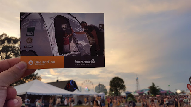 Bonnaroo and ShelterBox postcard at Bonnaroo 2018 Bonnaroo and ShelterBox postcard at Bonnaroo 2018