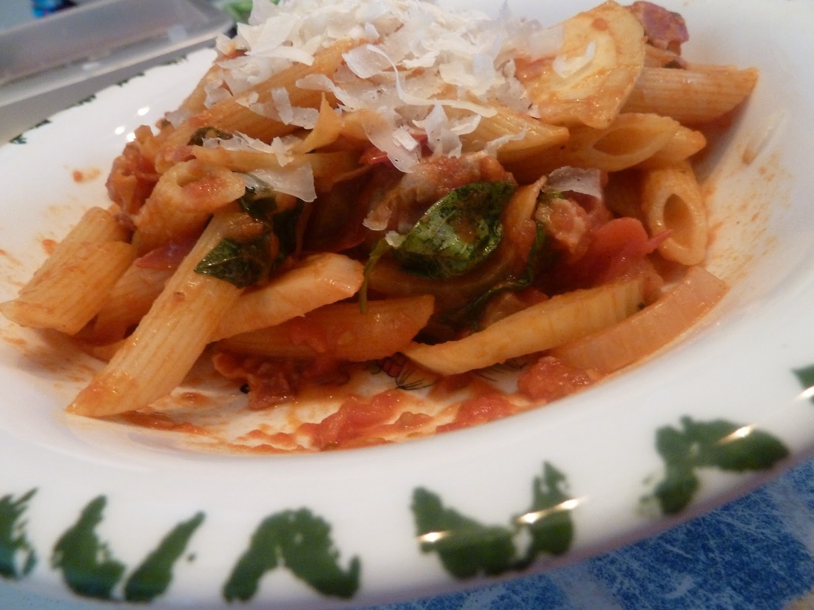 Kev's Food stories Pasta Sausage/pancetta/tomatoes/fennel