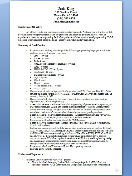 JCMS Desktop Application Engineer Sample Resume Format in Word Free