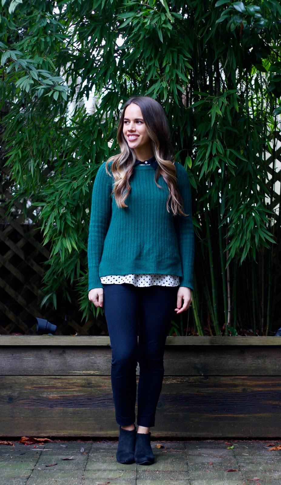 Jules in Flats - Layered Crew Neck Sweater Look (Business Casual Winter Workwear on a Budget) 