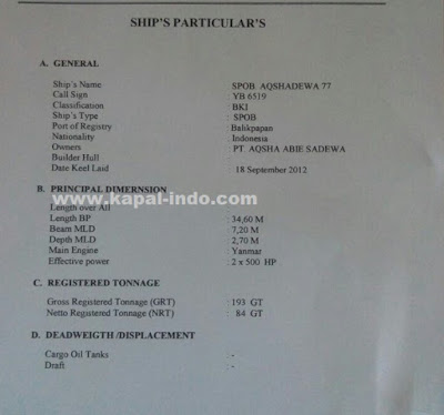 ship particular kapal SPOB Aqshadewa 77 SPOB Aqshadewa 77, jual kapal spob, kapal spob murah, owner kapal spob, pemilik kapal SPOB Aqshadewa 77, harga kapal SPOB Aqshadewa 77, jual spob di samarinda, pemilik kapal spob di samarinda
