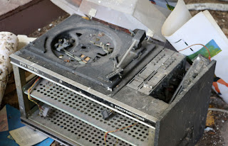 An old battered record player An old battered record player