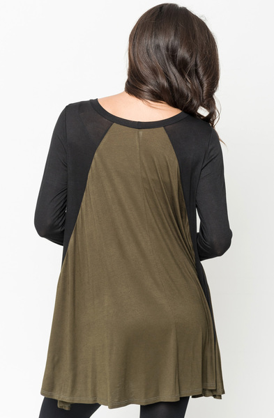 Buy Now Two Tone Baseball Draped Tunic Online $28