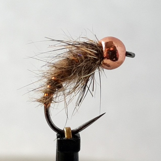 5 Orange Collared Hares Ear Tungsten Nymph Jigs Barbless Size 14 3.5mm Copper 