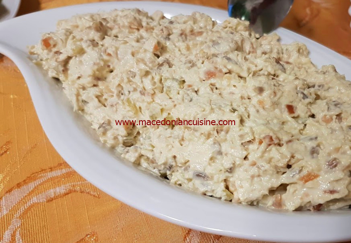 CHICKEN SALAD WITH SOUR CREAM, PEANUTS, PICKLES... Macedonian Cuisine