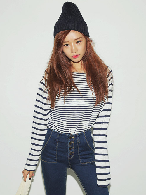 [Stylenanda] Striped Raglan T-Shirt | KSTYLICK - Latest Korean Fashion ...