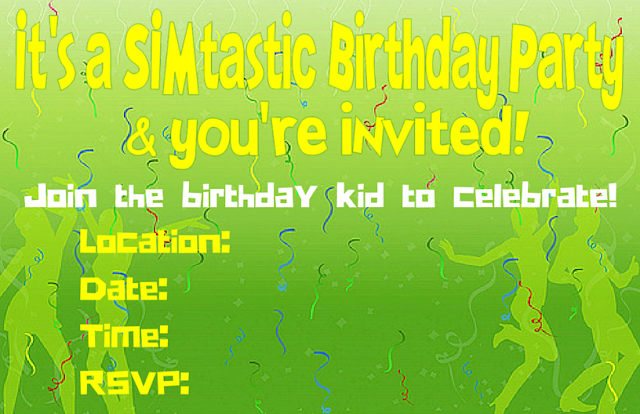 The Sims birthday invite editable in canva