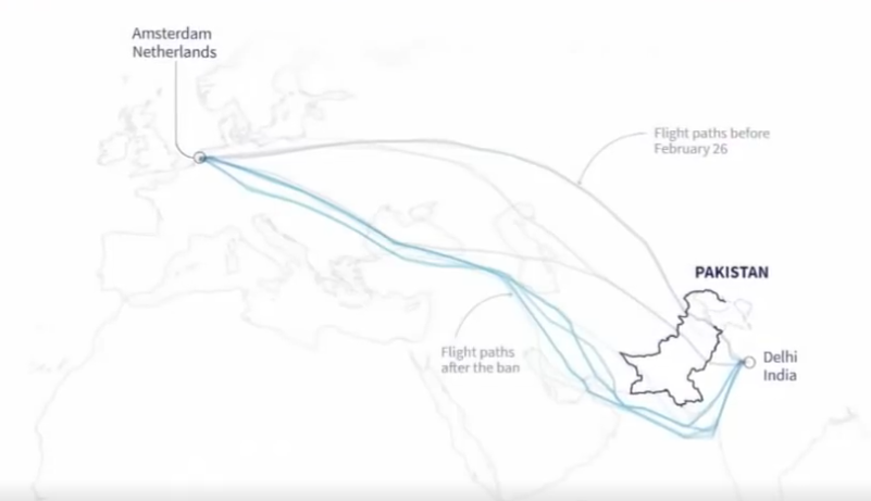 Routes of Indian Air Lines After 27 February 2019 India and Pakistan Air Strike Routes of Indian Air Lines After 27 February 2019 India and Pakistan Air Strike