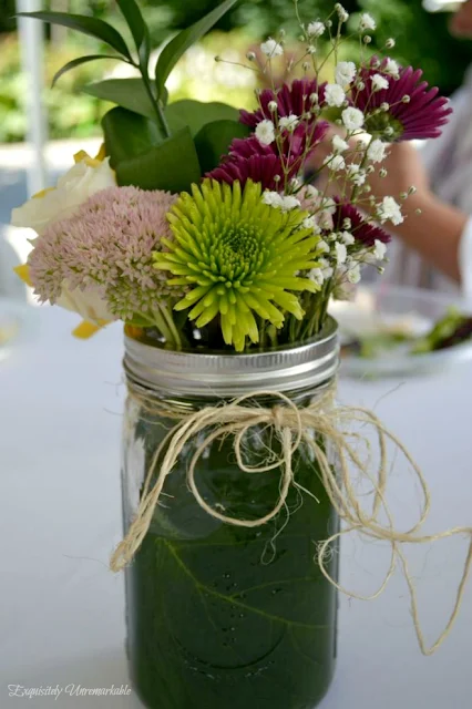 Mason Jar Lined With Hydrangea Leaf