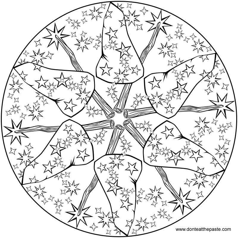 Wizard-y mandala to color- also available as transparent PNG