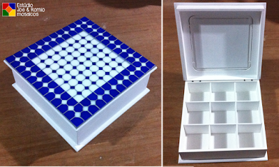Caixa de chá - Branco e Azul
