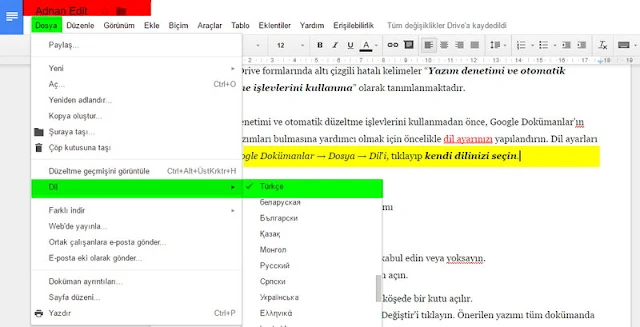 Yazım denetimi ve otomatik düzeltme işlevlerini kullanma