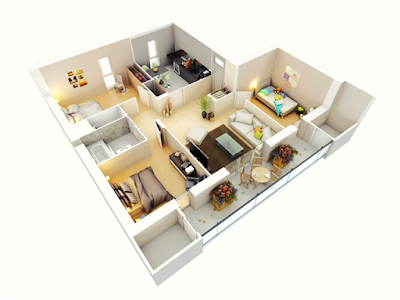 Mô hình căn hộ 2, 3 phòng ngủ tại Roxana Plaza 