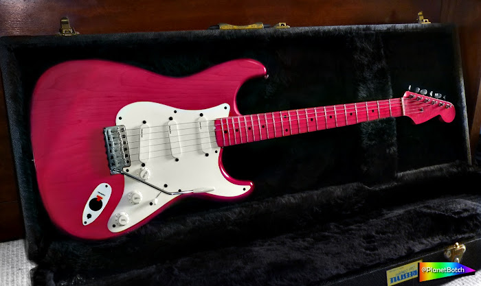 DiMarzio DIY Strat in neon pink cellophane finish