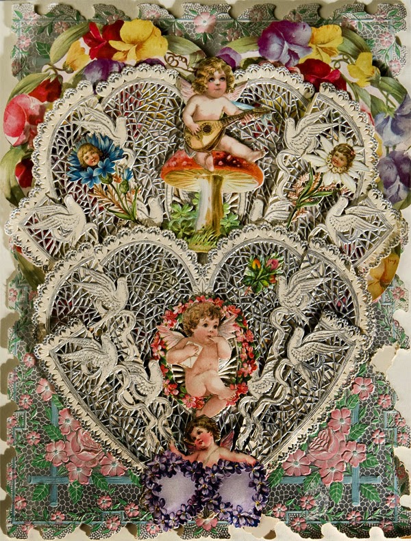 Vintage Valentine Card Miniature Die Cut Embossed Children in