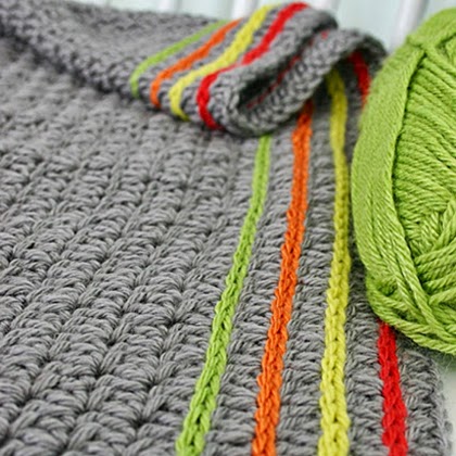 Cute way to add lines of color to a blanket or scarf