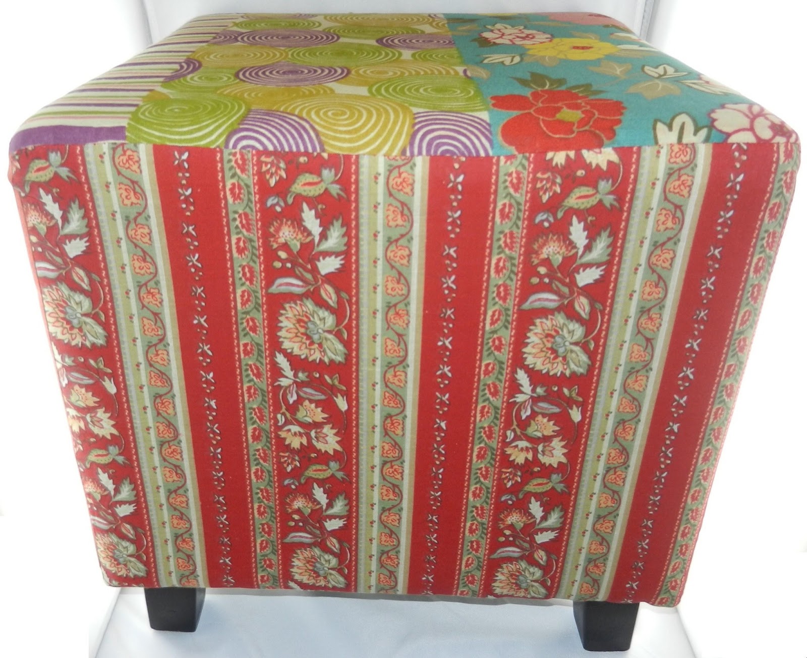 Indischer Vintage Hocker / Bodenkissen - Handgefertigt Mit Stickerei & Patchwork, 46 X 33 Cm, Baumwolle