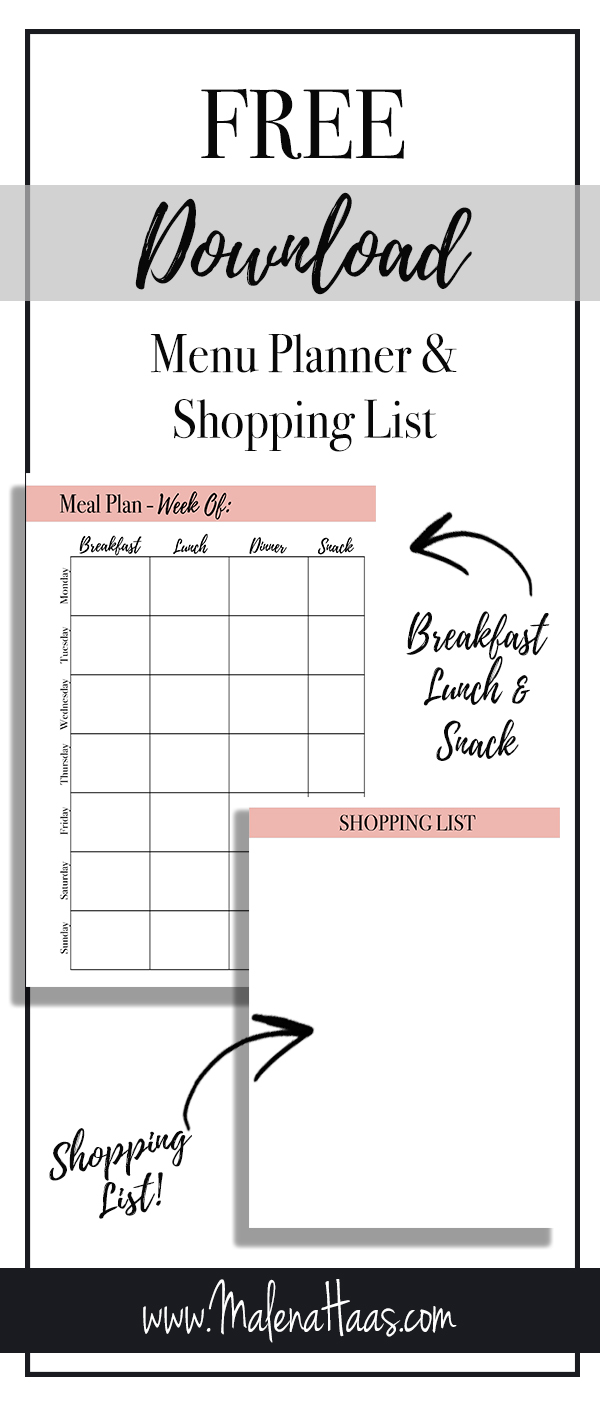  Free Download Meal Planner and Grocery Shopping List http://www.malenahaas.com/2018/03/freebie-friday-meal-planning-with.html