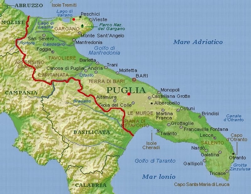 Landkarte Apulien Italien | Kleve Landkarte