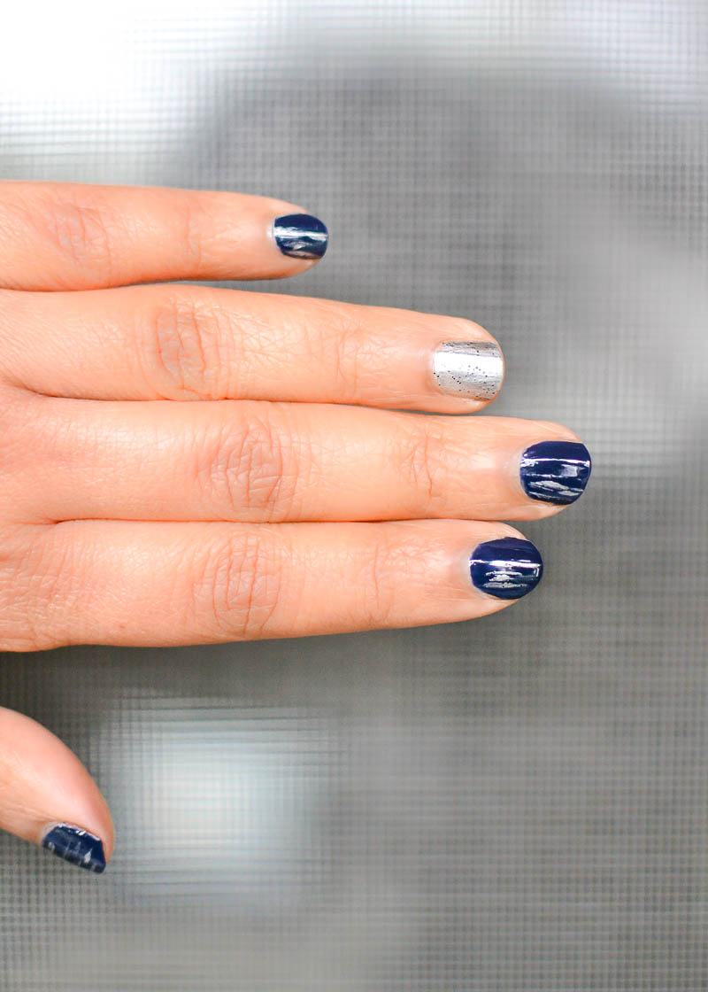 Easy Silver Grey Blue Nails with Sally Hansen Miracle Gel Polish in Midnight Mod and Rock On Easy Silver Grey Blue Nails with Sally Hansen Miracle Gel Polish in Midnight Mod and Rock On