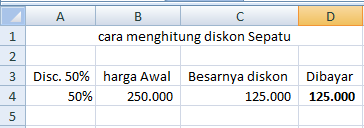 Cara Menghitung Diskon Excel 2007