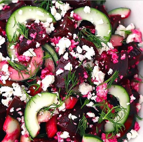 BEET SALAD WITH FETA, CUCUMBERS, AND DILL