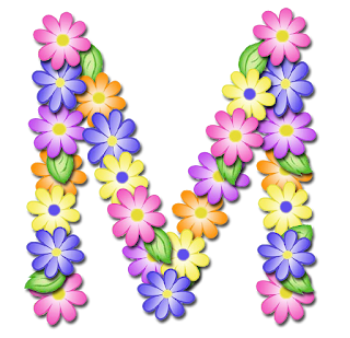 Abecedario con Margaritas de Colores. Colored Daisies Alphabet.
