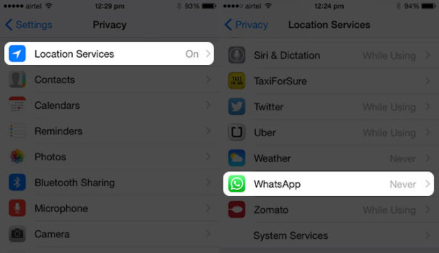 location services settings privacy