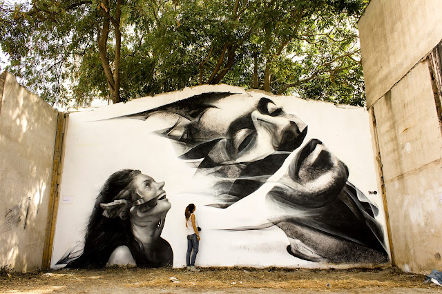 Street Art Collaboration By iNO and George Kavounis In Athens, Greece 4