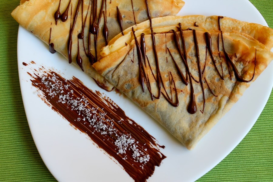 Crepes dulces sin lactosa rellenos de nutella y coco
