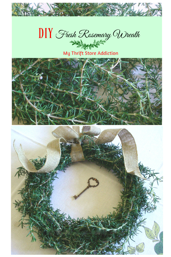 DIY tutorial for creating a fragrant fresh Rosemary wreath featuring etsy Secret Garden Herbs! mythriftstoreaddiction.blogspot.com Fresh rosemary wreath tutorial