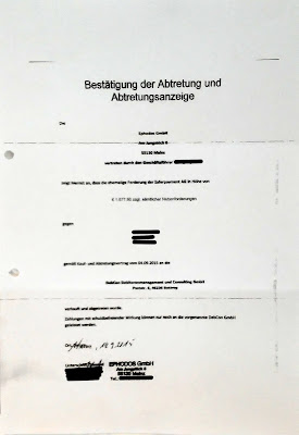 Bestätigung der Abtretung | 14.09.2015 | Debcon GmbH