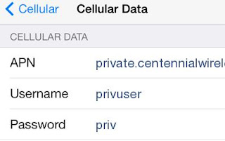 Centennial Wireless Internet and MMS Settings for iPhone