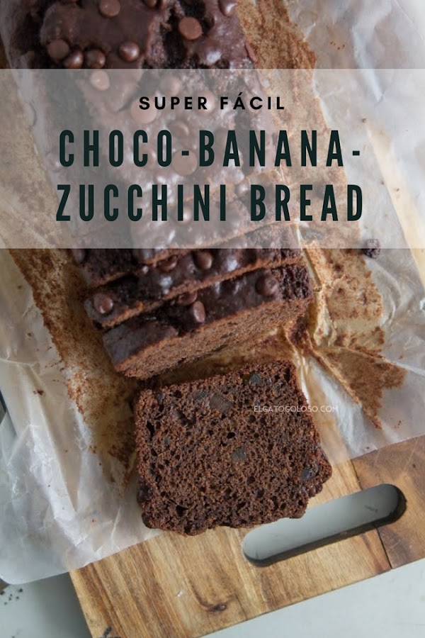 Cake de cacao, banana y calabacín muy fácil vía elgatogoloso.com