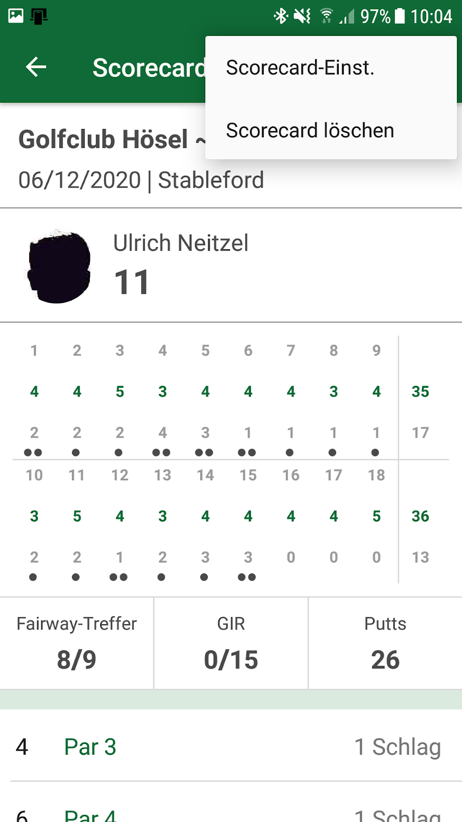 GOLF Garmin Venu Stableford auswerten