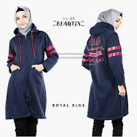 HijaBenka Sweater Hoodie Zipper HiJacket Royal Blue ANDHIMIND