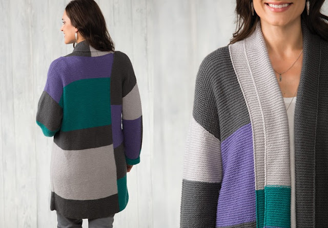  Color Block Cardigan Knitting Pattern sweater knitting patterns