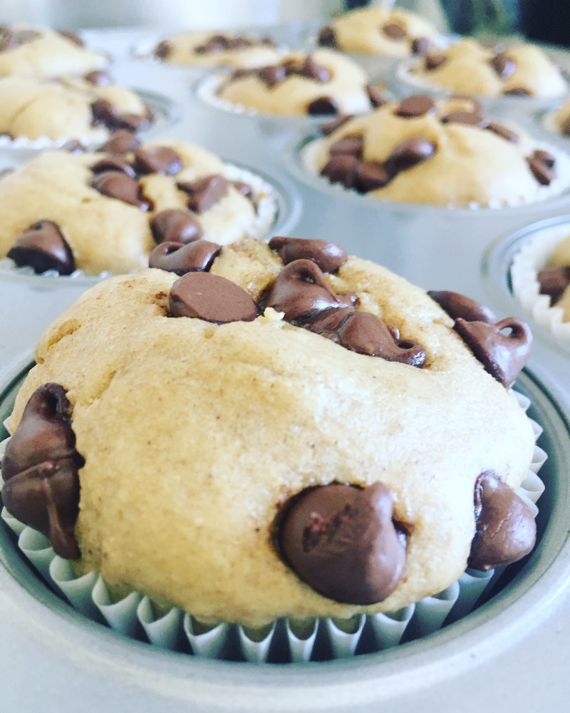 Muffins de avena y plátano con chispas de chocolate Delirios de Cocina