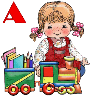 Abecedario de Nena Jugando con Tren. Girl Playing with Train Alphabet.