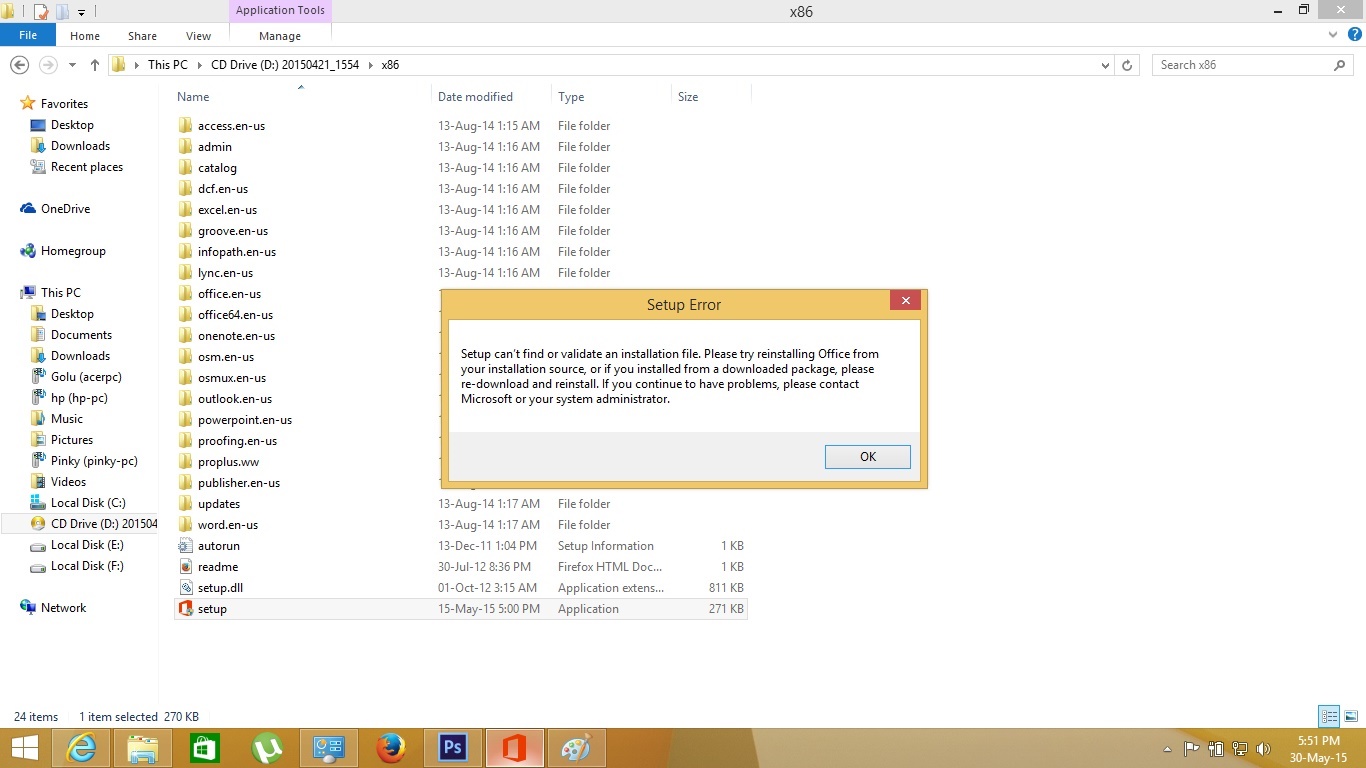 Technology Basic Learning: Cannot install Office 2013 - Seup cannot find or  validate an installation file