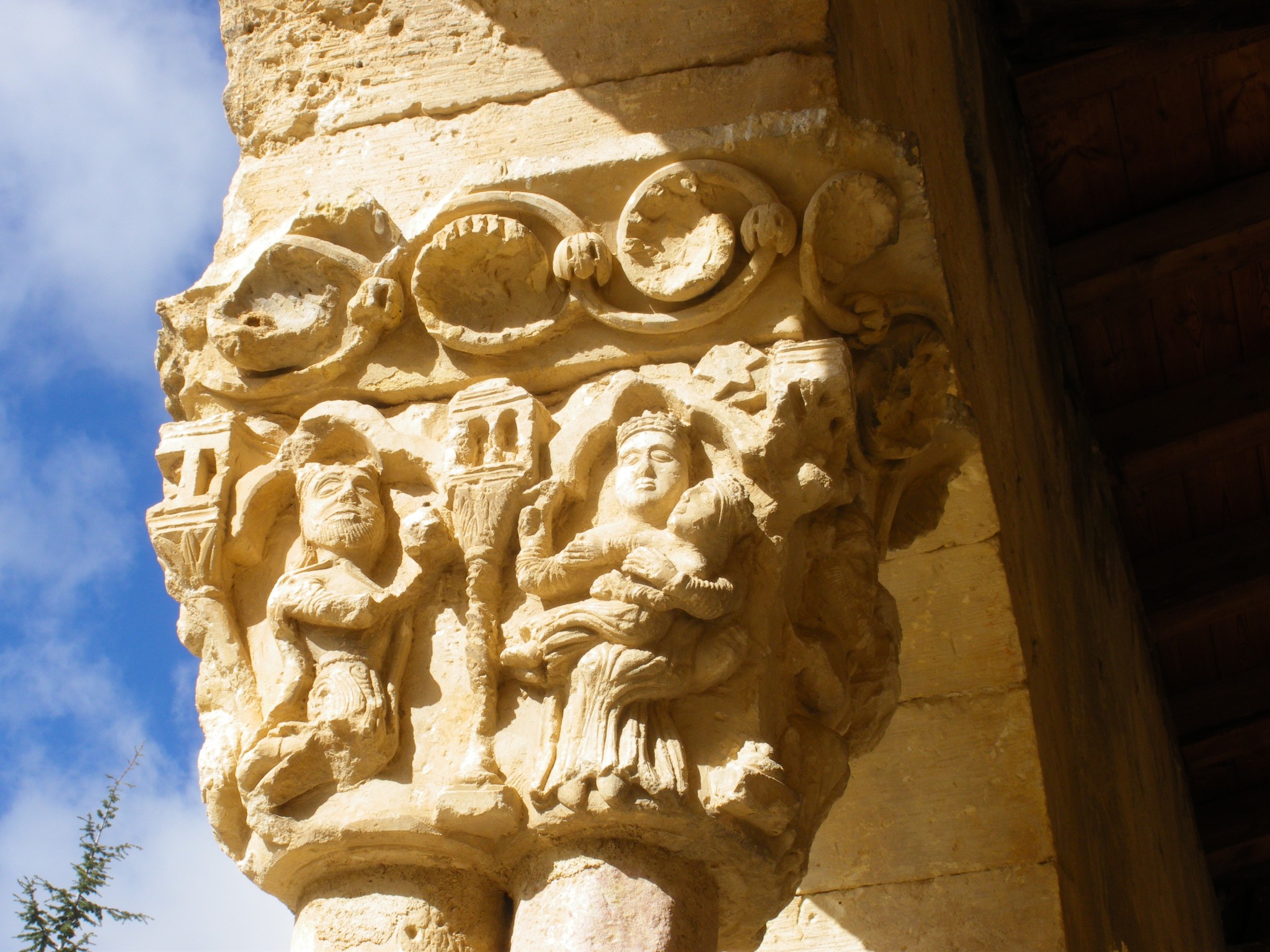 Iglesia románica de Sotosalbos, Segovia, Castilla y León, arte románico, capitel
