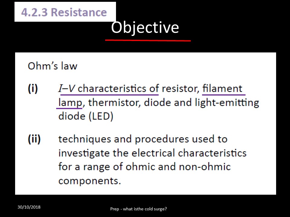 Mr Lloyd's Interactive Board IV Characteristics of a filament lamp