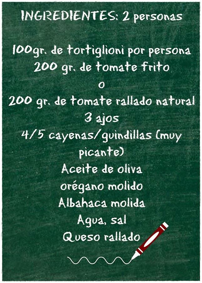 INGREDIENTES: TORTIGLIONI CON SALSA ARRABBIATA DE PERA Y ATÚN