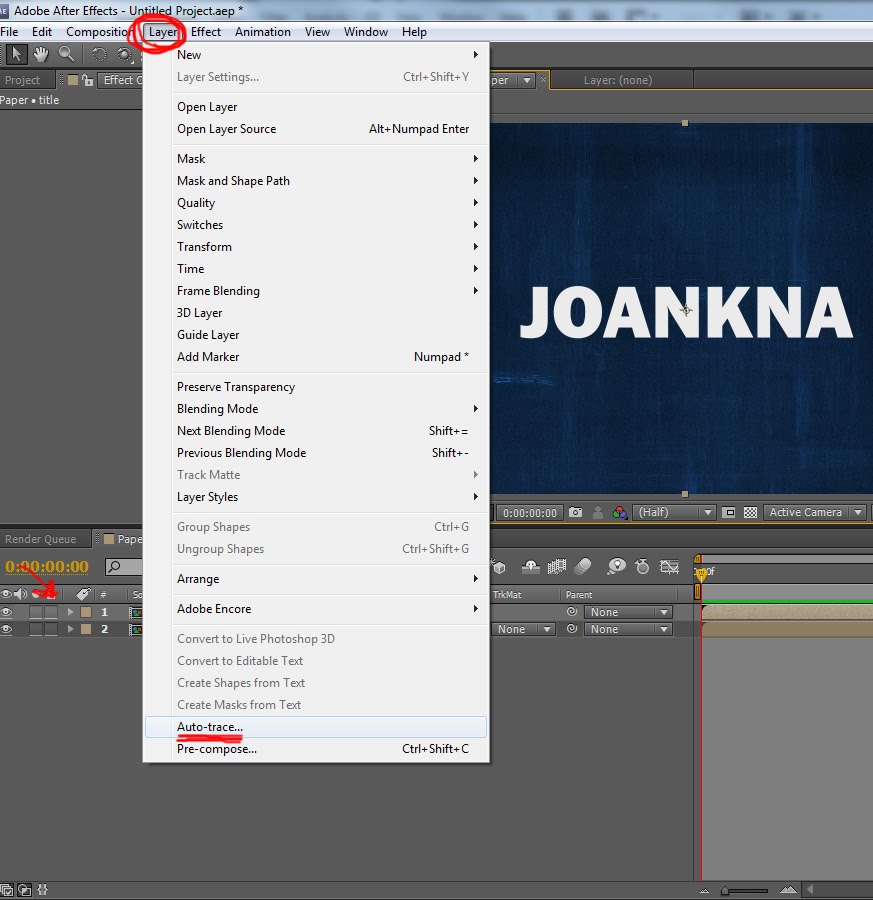 after_effect ทำอักษรตัวเขียน กับAutotrace